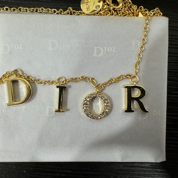 Dior Gold Necklace with Crystal Accents - Picture 1 of 3
